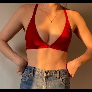 Red lace bralette